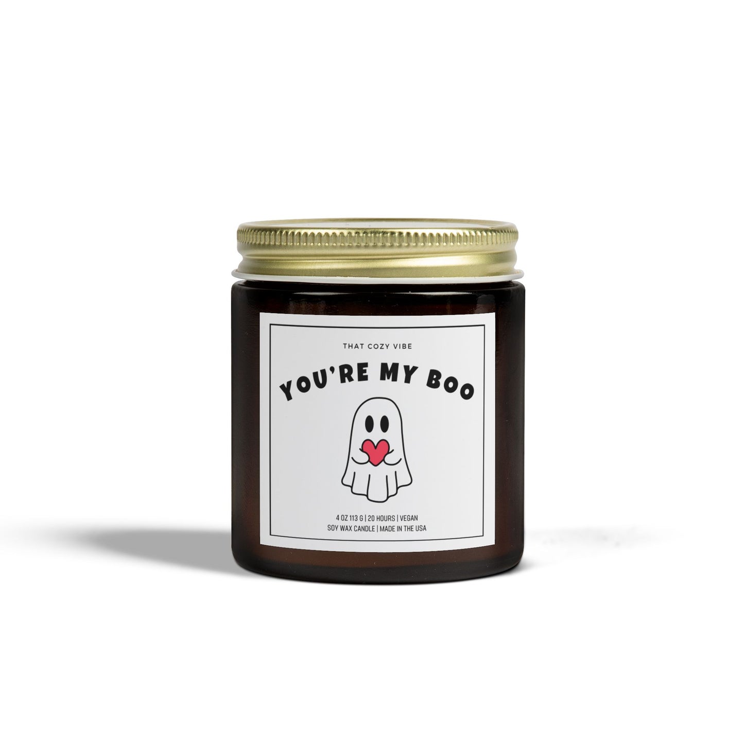 You're My Boo Halloween soy wax candle in amber and clear jars.