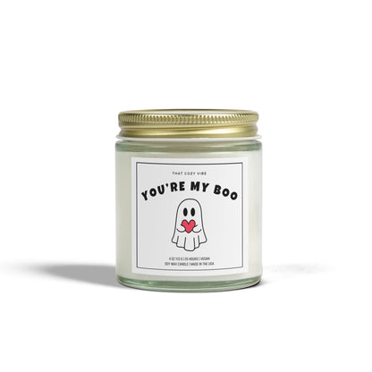 You're My Boo Halloween soy wax candle in amber and clear jars.