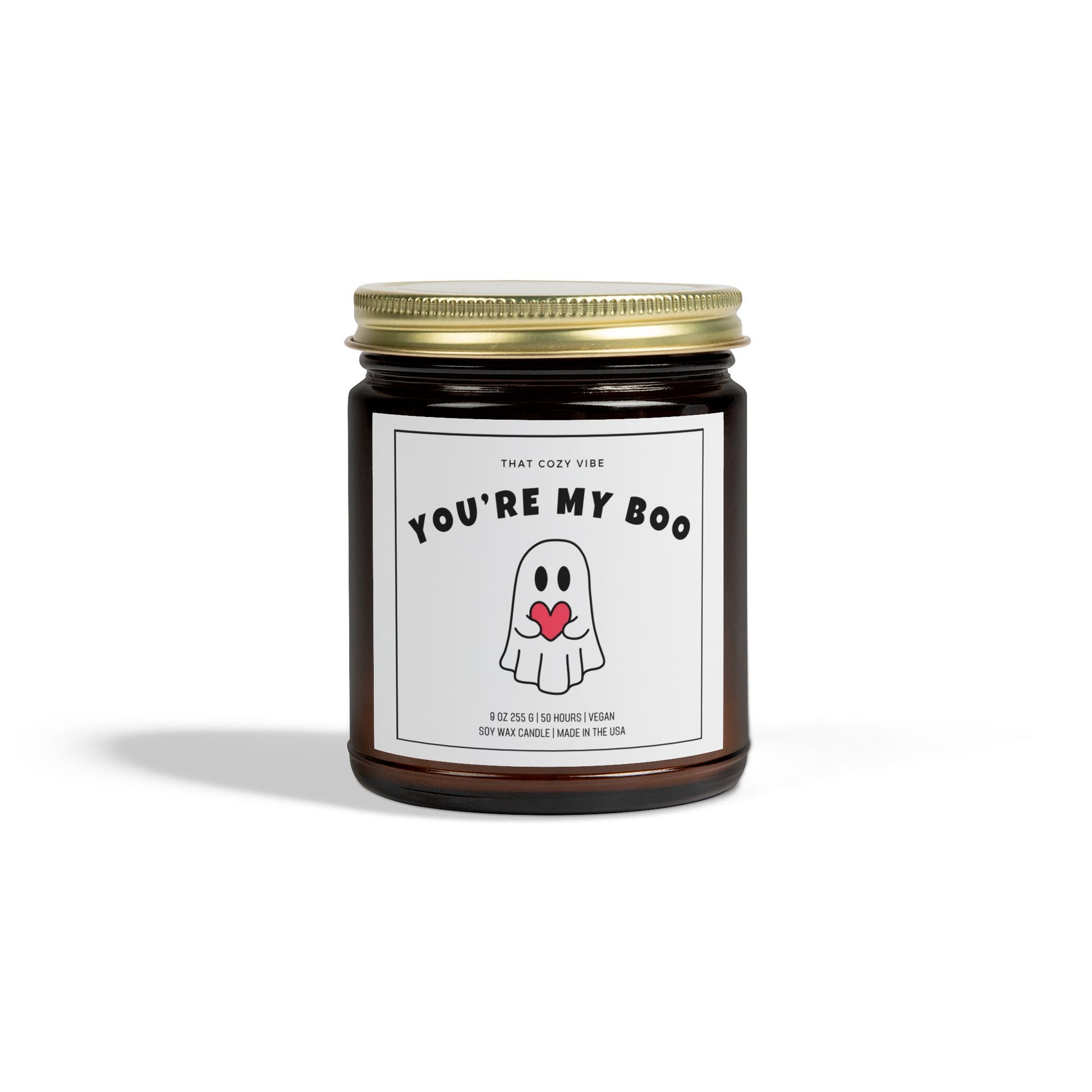 You're My Boo Halloween soy wax candle in amber and clear jars.