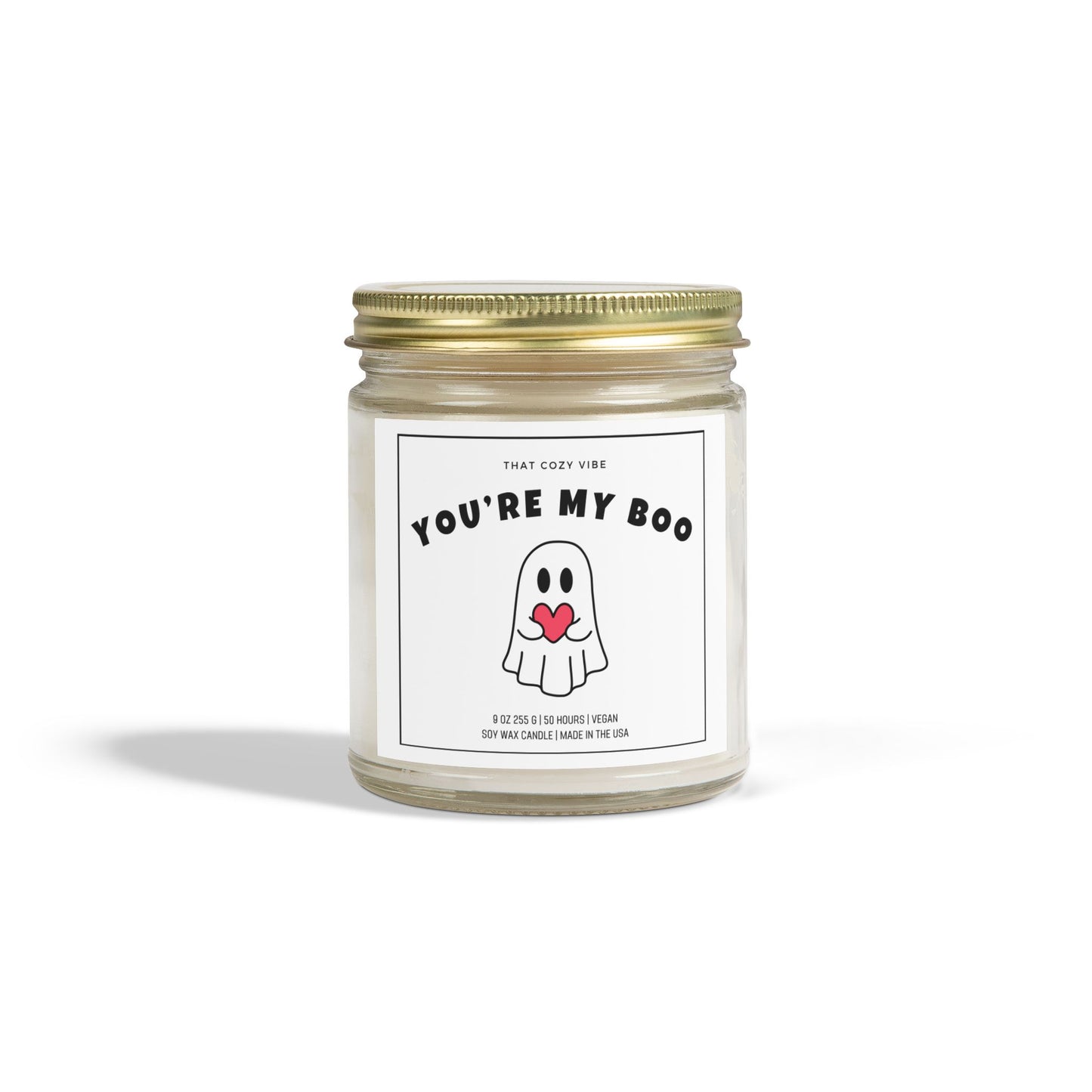 You're My Boo Halloween soy wax candle in amber and clear jars.