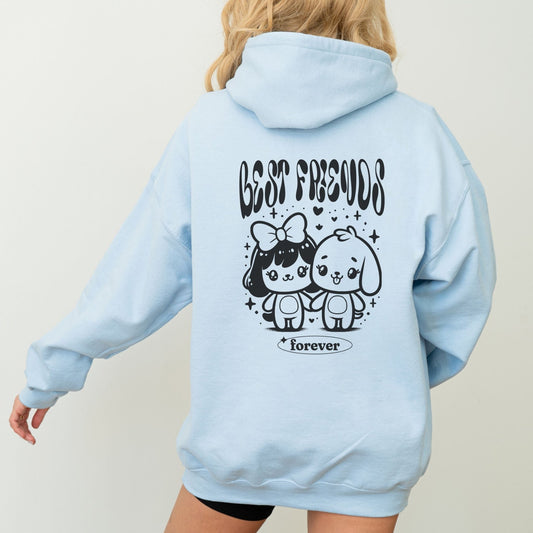 Best Friend Forever hoodie, kawaii design, Y2K style, matching bestie fashion, cozy wear.