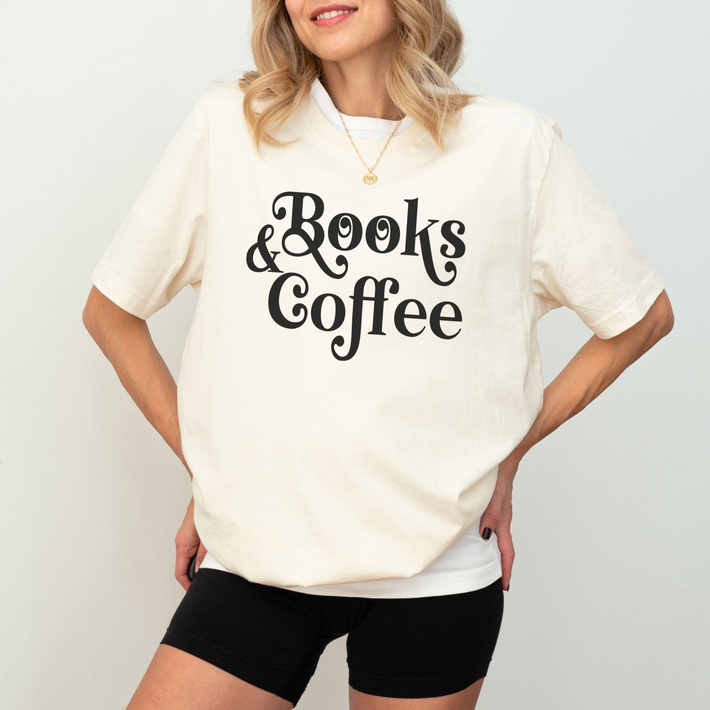 Books and coffee shirt with cozy, coffee-inspired design for book lovers.