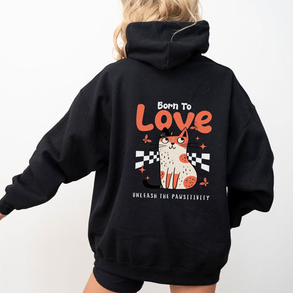 Cute love-themed cat hoodie for cozy animal lovers in 10 colors.