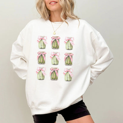 Pickle Jar sweatshirt, kawaii fashion, Y2K style, quirky design, casual wear, cute fashion.