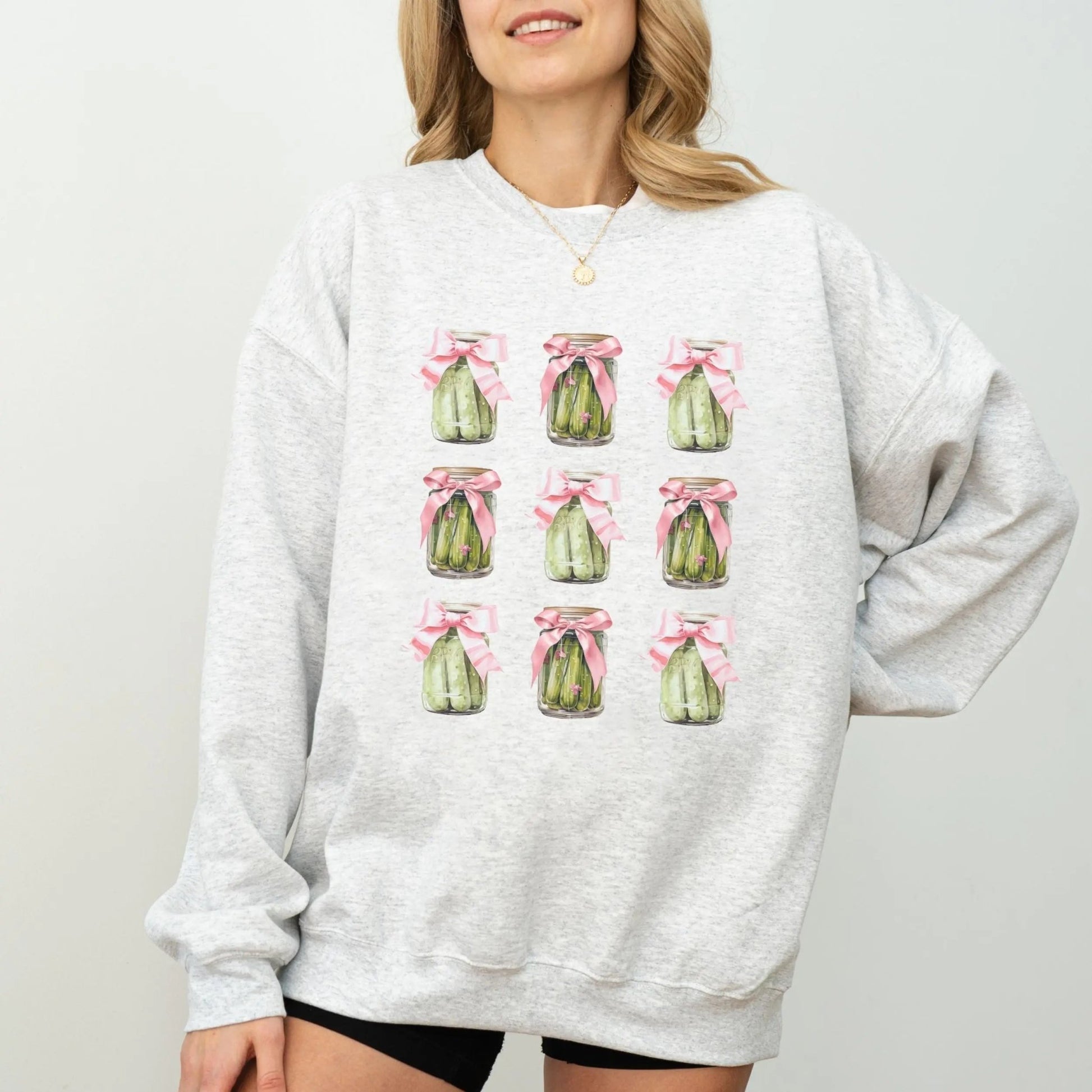 Pickle Jar sweatshirt, kawaii fashion, Y2K style, quirky design, casual wear, cute fashion.