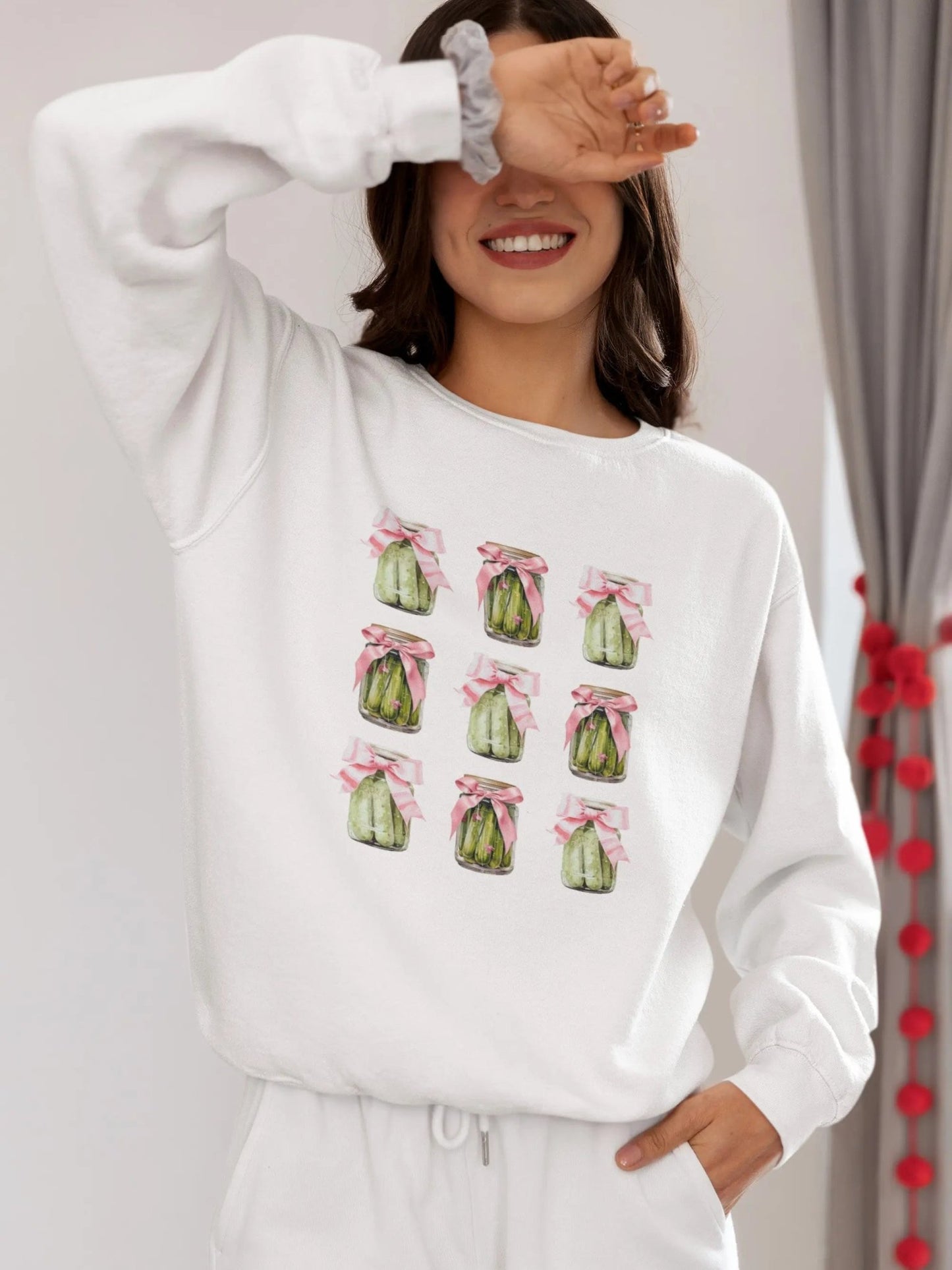 Pickle Jar sweatshirt, kawaii fashion, Y2K style, quirky design, casual wear, cute fashion.