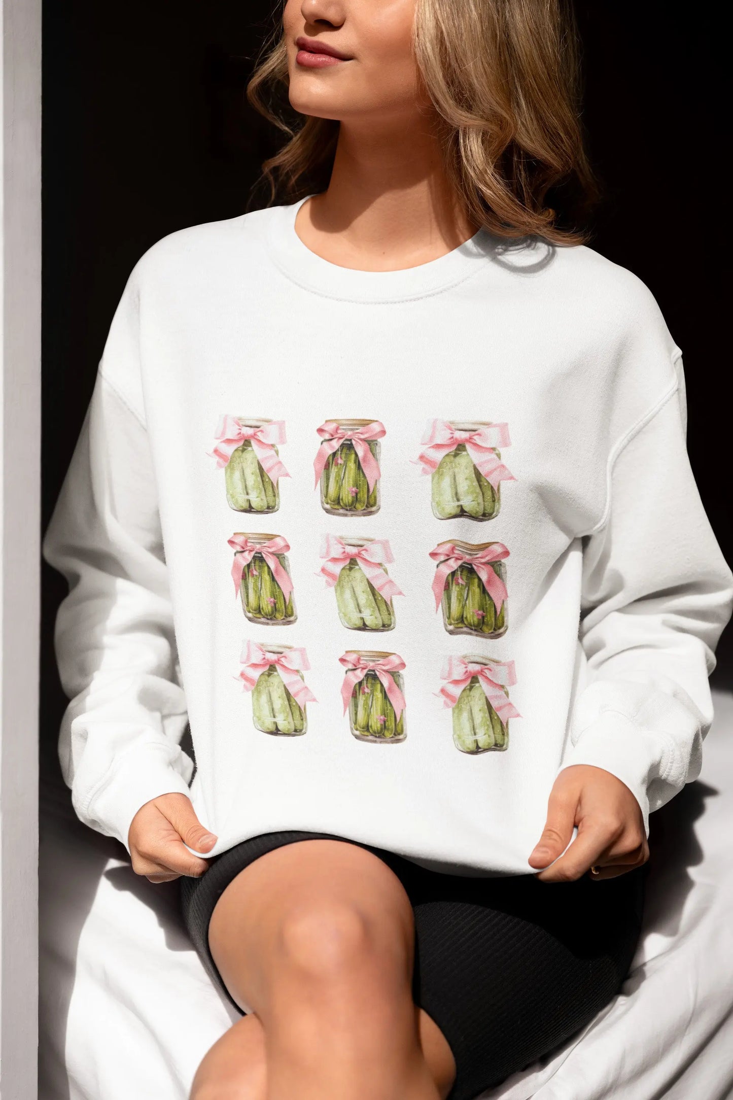 Pickle Jar sweatshirt, kawaii fashion, Y2K style, quirky design, casual wear, cute fashion.