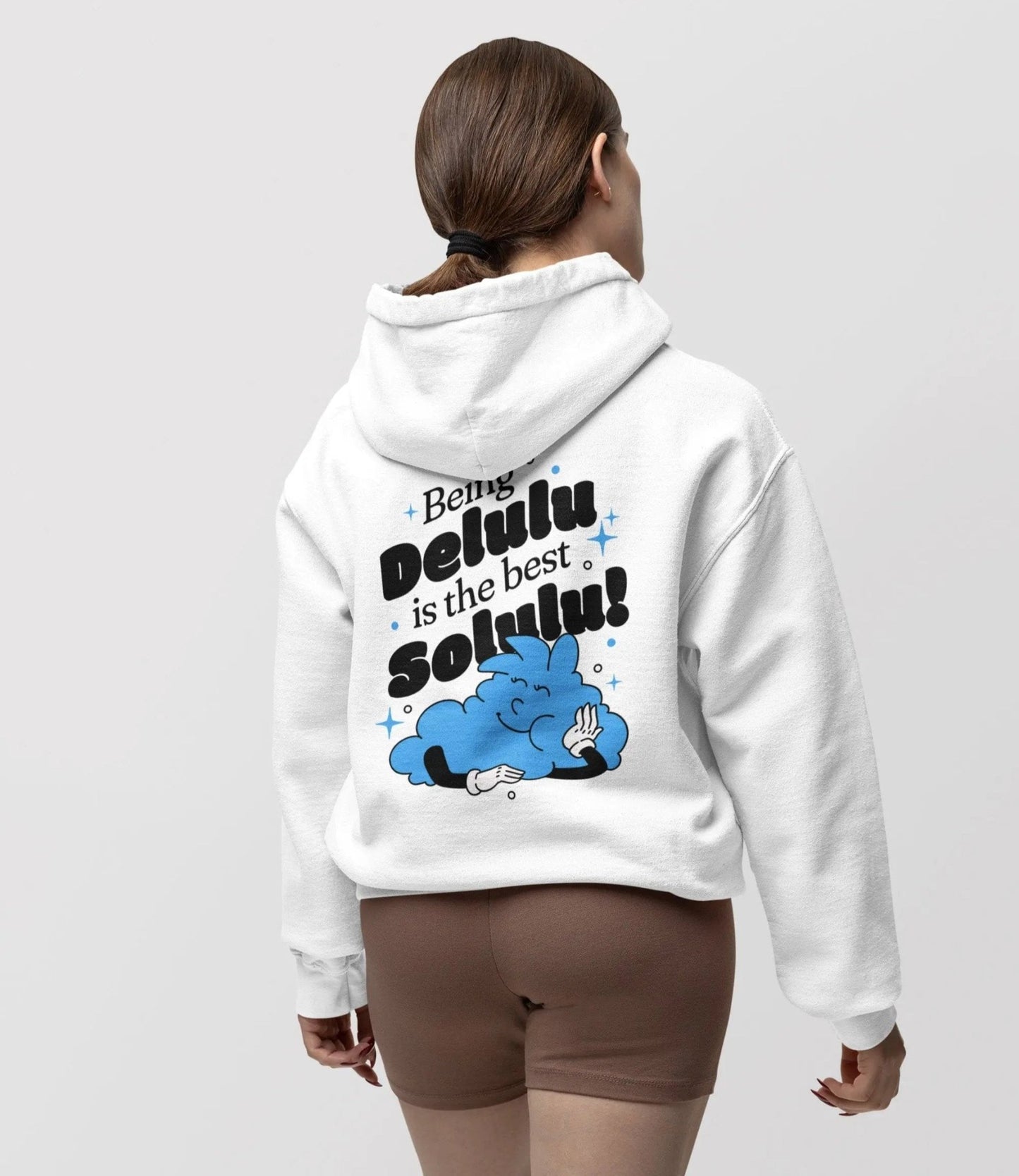 Delulu is the Best Solulu hoodie, playful cloud, Y2K fashion, casual wear, quirky style.