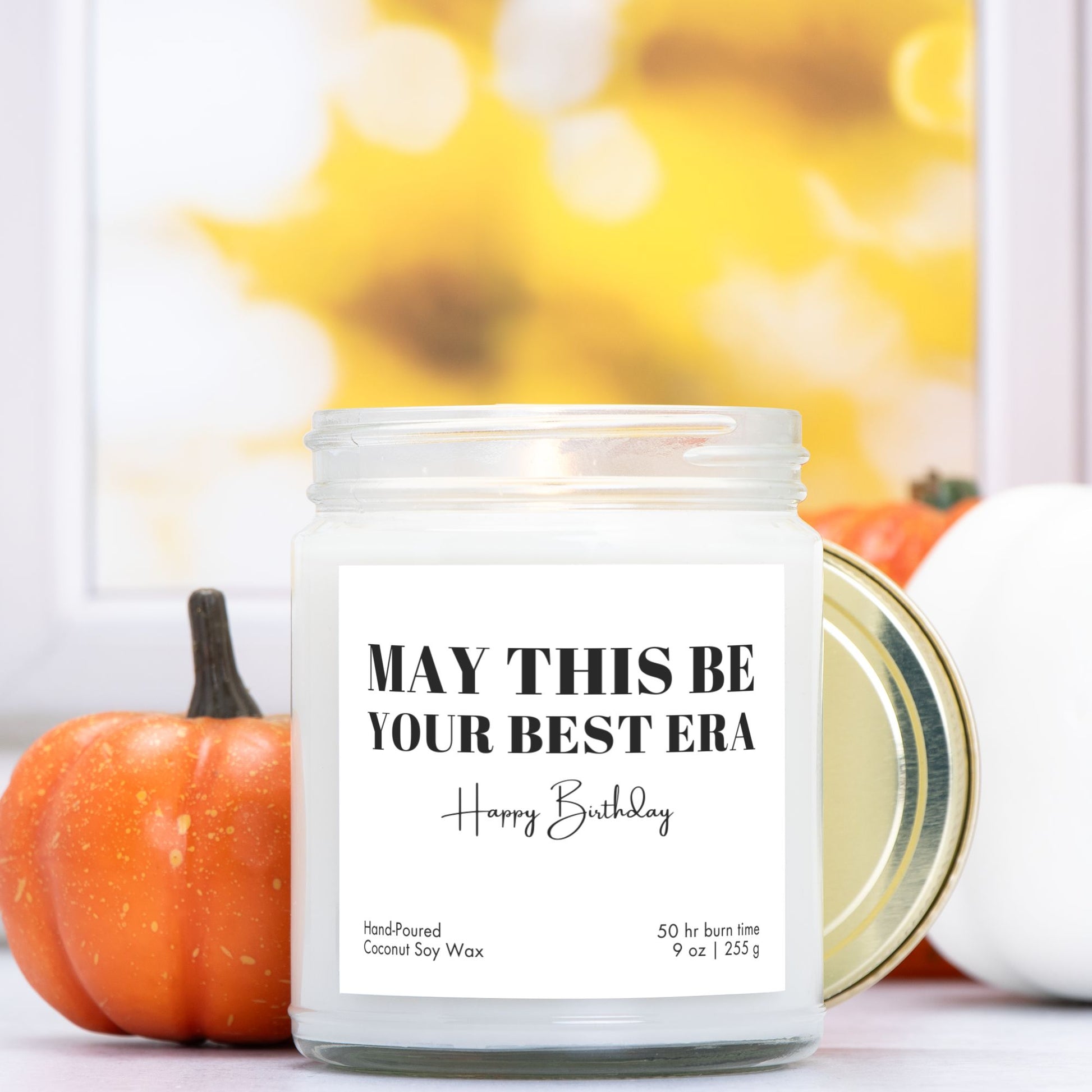 Best Era coconut soy candle, perfect birthday gift in amber jar.