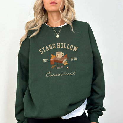 "Fall in Stars Hollow" sweatshirt, Gilmore Girls merch, cozy town aesthetic, 9 colors.