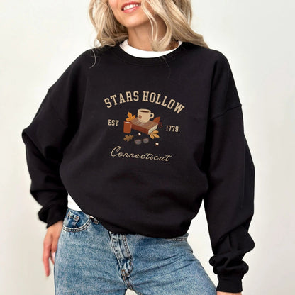 "Fall in Stars Hollow" sweatshirt, Gilmore Girls merch, cozy town aesthetic, 9 colors.