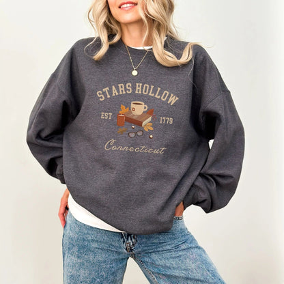 "Fall in Stars Hollow" sweatshirt, Gilmore Girls merch, cozy town aesthetic, 9 colors.