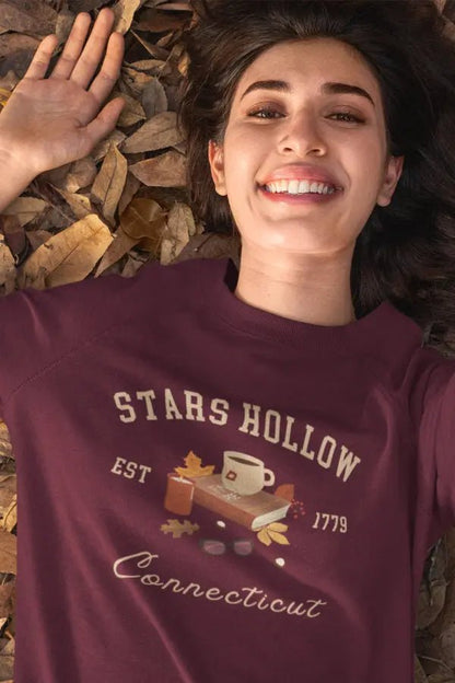 "Fall in Stars Hollow" sweatshirt, Gilmore Girls merch, cozy town aesthetic, 9 colors.