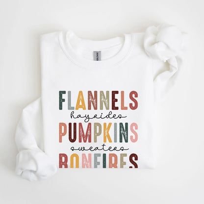 Flannels, Pumpkins, Bonfires Sweatshirt Printify