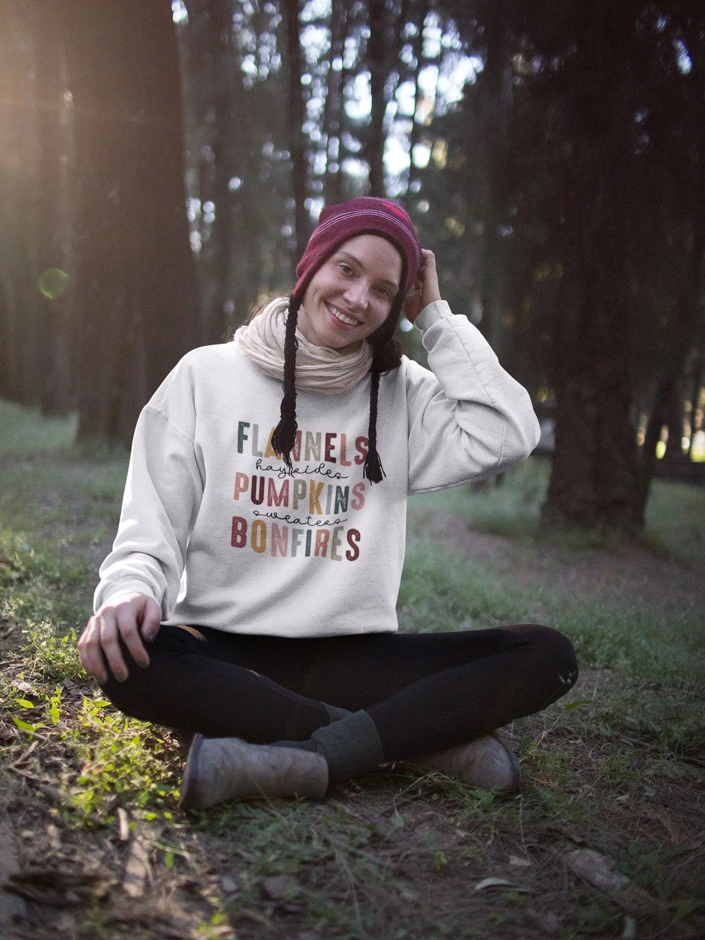 Flannels, Pumpkins, Bonfires Sweatshirt Printify