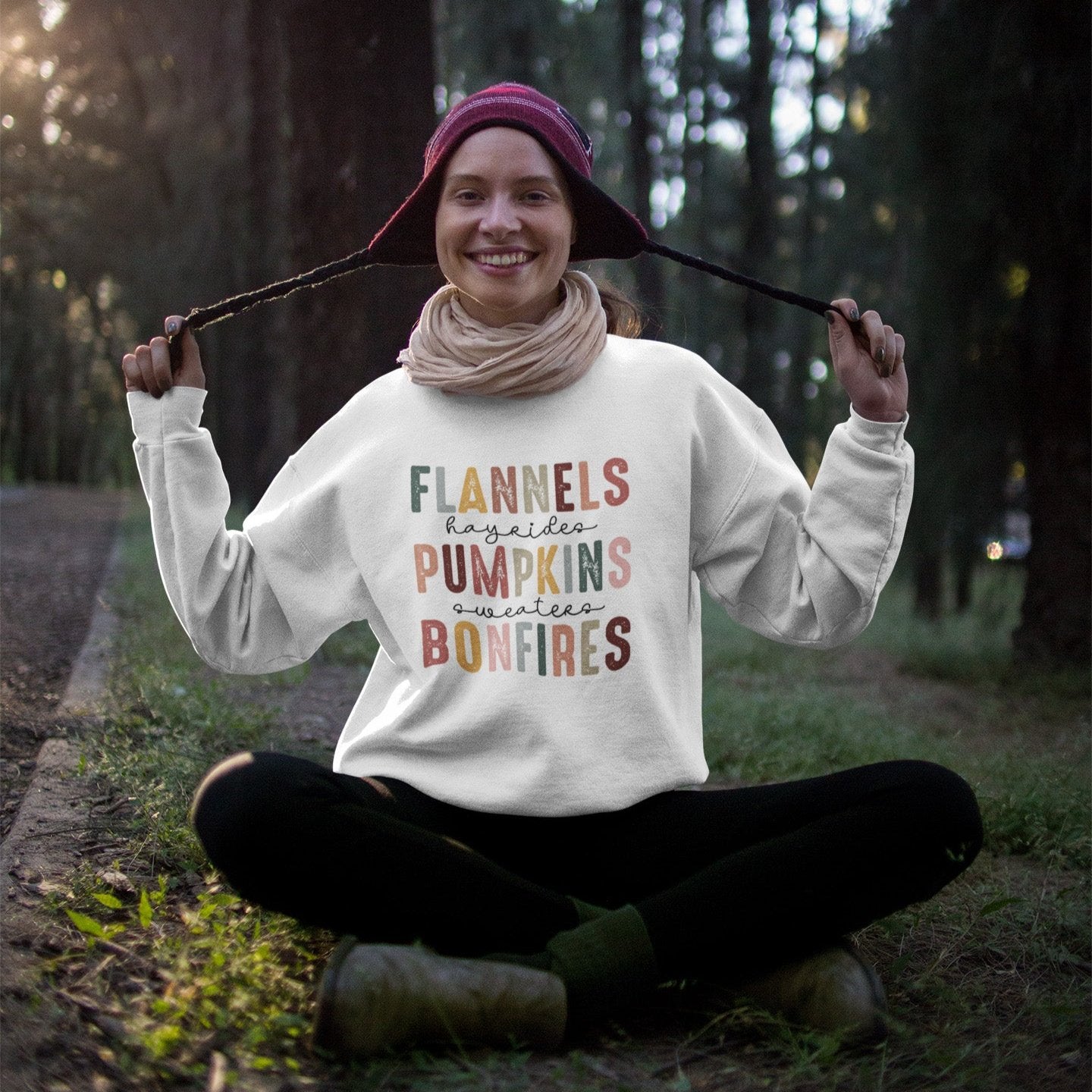 Flannels, Pumpkins, Bonfires Sweatshirt Printify