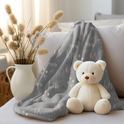 Soft plant pattern baby blanket in velveteen plush and sherpa fleece for cozy nurseries.