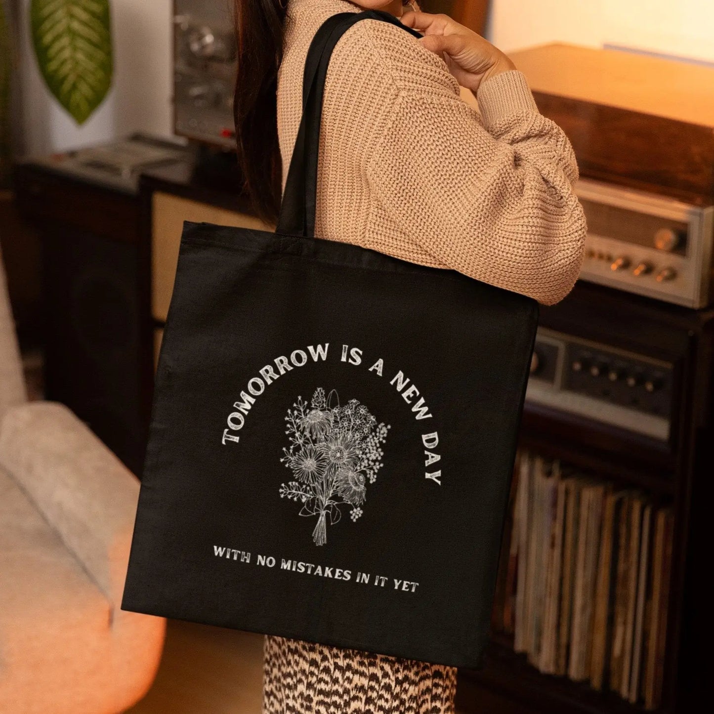 Green Gables Quote tote bag, cotton canvas, available in natural and black.