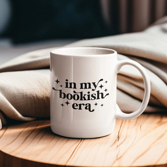 In My Bookish Era mug, literary design, book lover gift, 11 oz and 15 oz sizes.