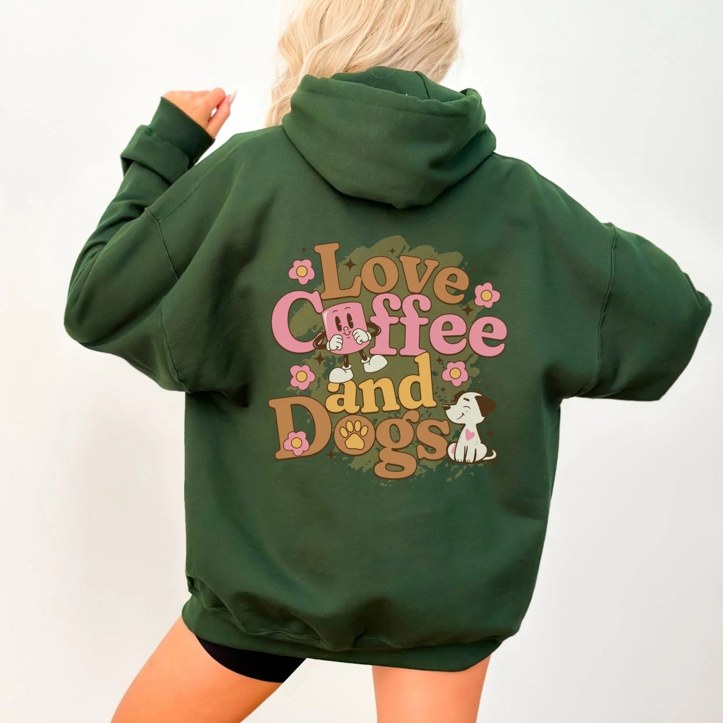 Love Coffee and Dogs Hoodie Printify