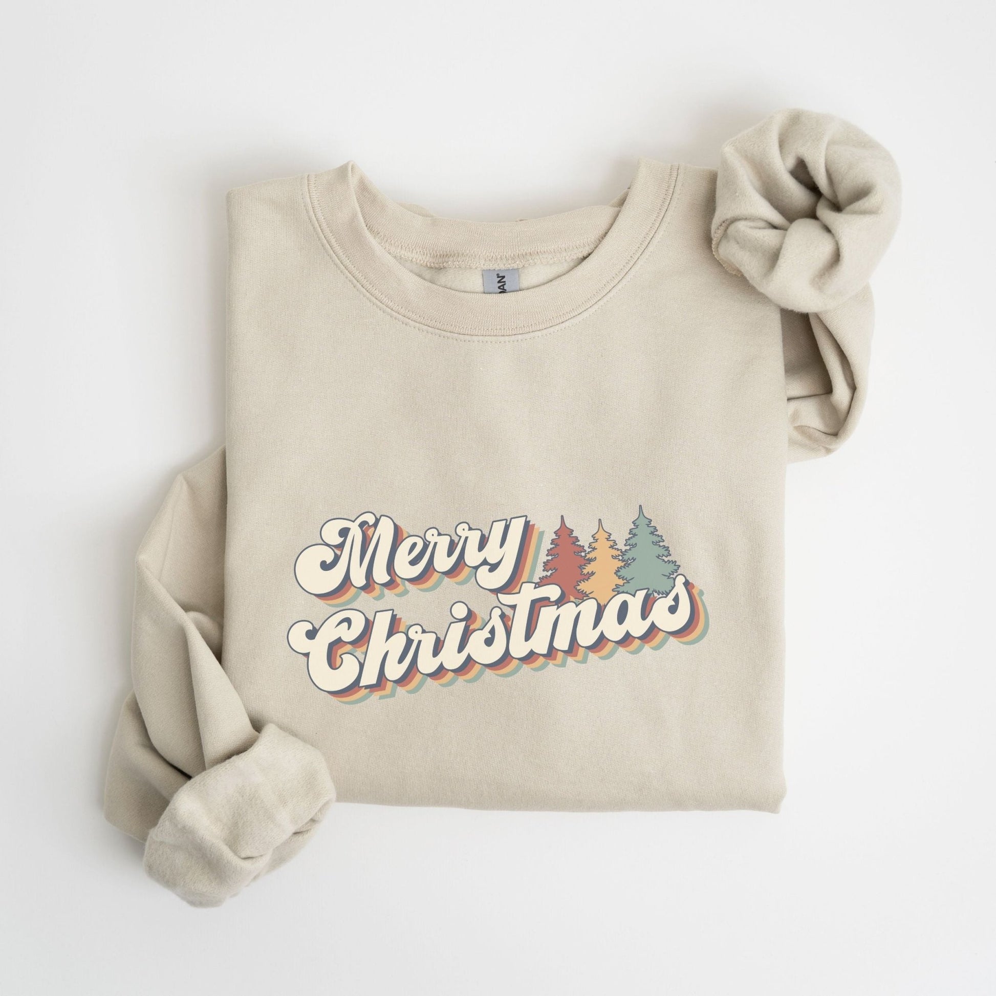 Vintage Christmas sweatshirt with retro holiday design for cozy Christmas style.