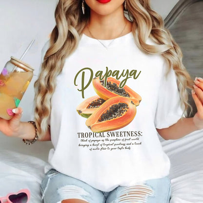 Tropical papaya design shirt for fruit lovers, summer vibes, and exotic fashion.