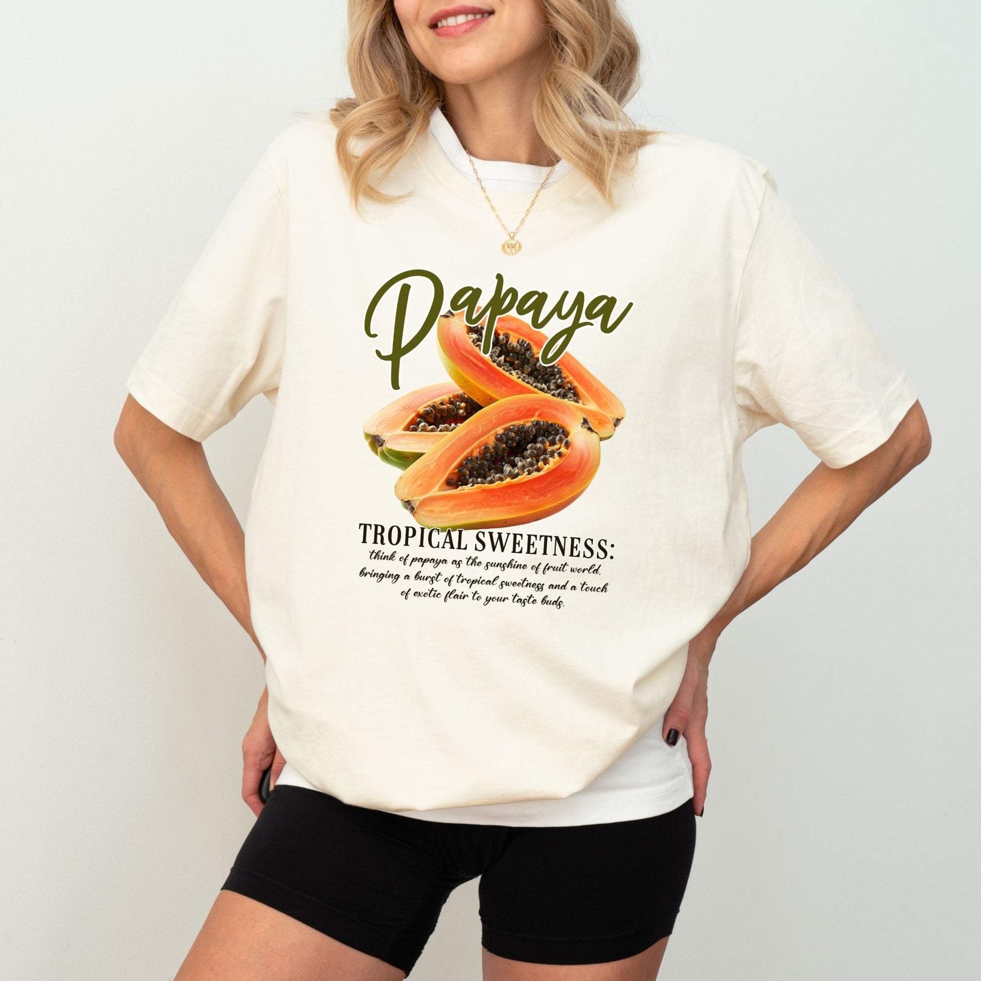 Tropical papaya design shirt for fruit lovers, summer vibes, and exotic fashion.