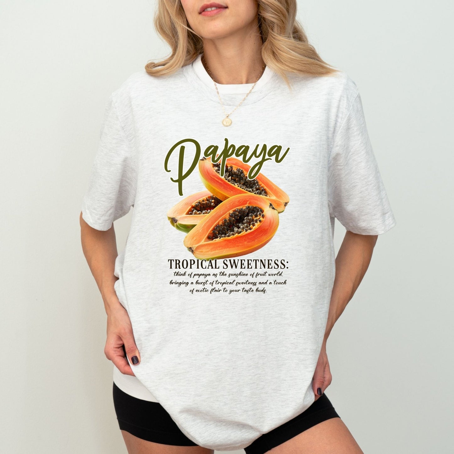 Tropical papaya design shirt for fruit lovers, summer vibes, and exotic fashion.