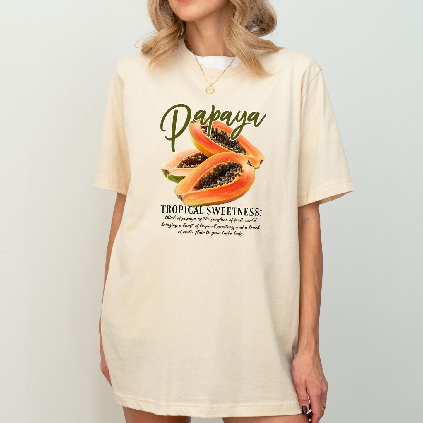 Tropical papaya design shirt for fruit lovers, summer vibes, and exotic fashion.