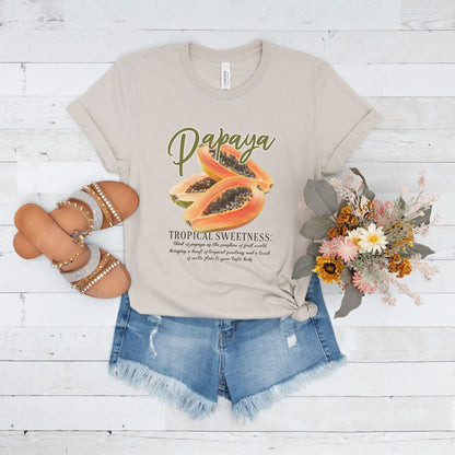 Tropical papaya design shirt for fruit lovers, summer vibes, and exotic fashion.