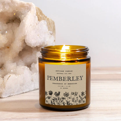 Pemberley candle, Jane Austen gift, 10 fragrances, literary themed, 4 oz and 9 oz sizes.