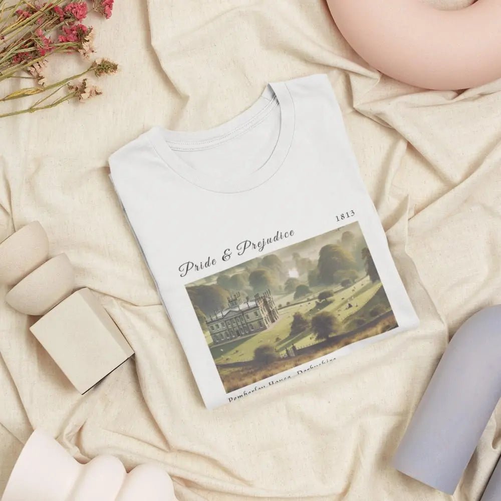 Comfortable t-shirt with Pemberley design, perfect for Jane Austen fans and book lovers.