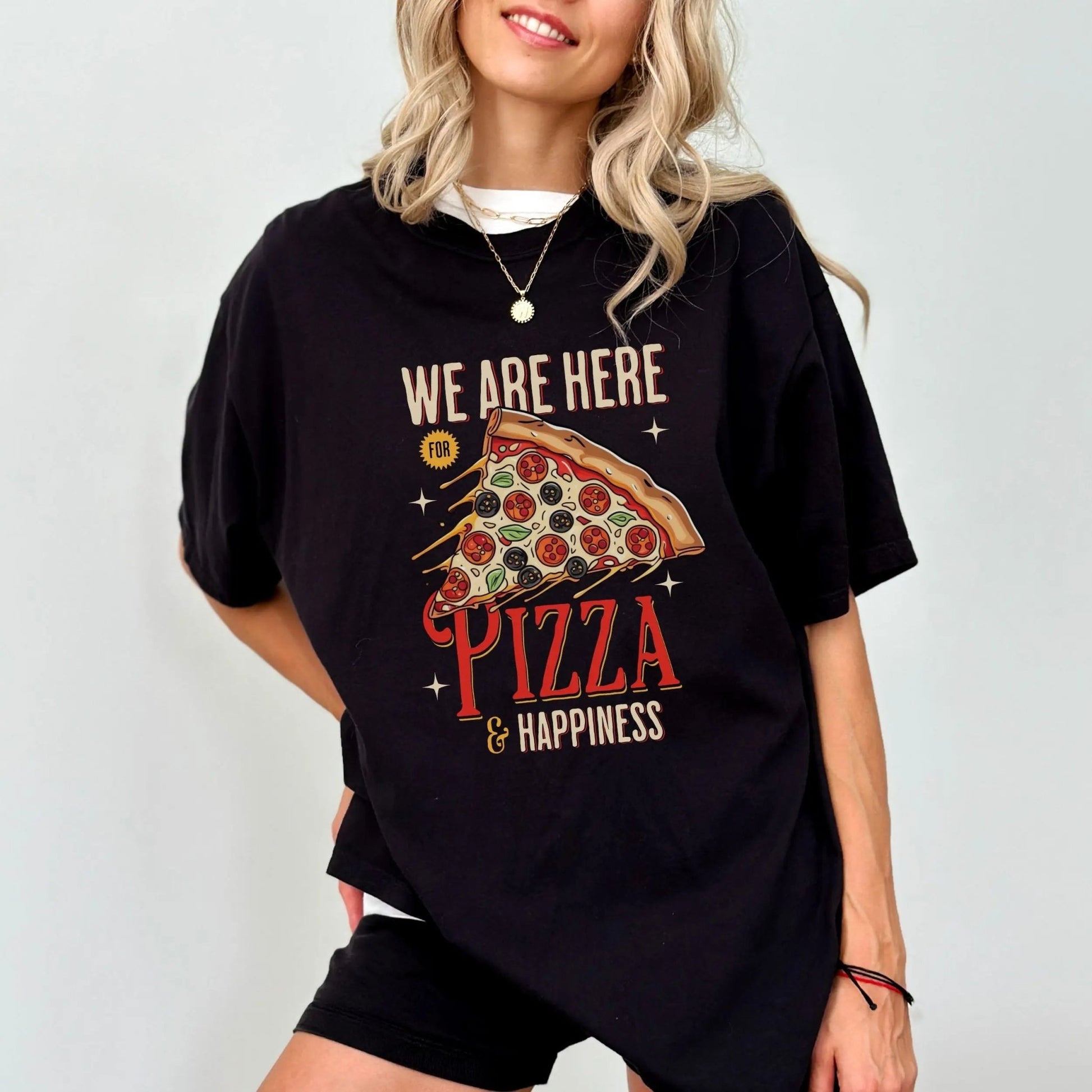 Pizza lover shirt with retro graphic, perfect for foodie fashion and cozy vibes.