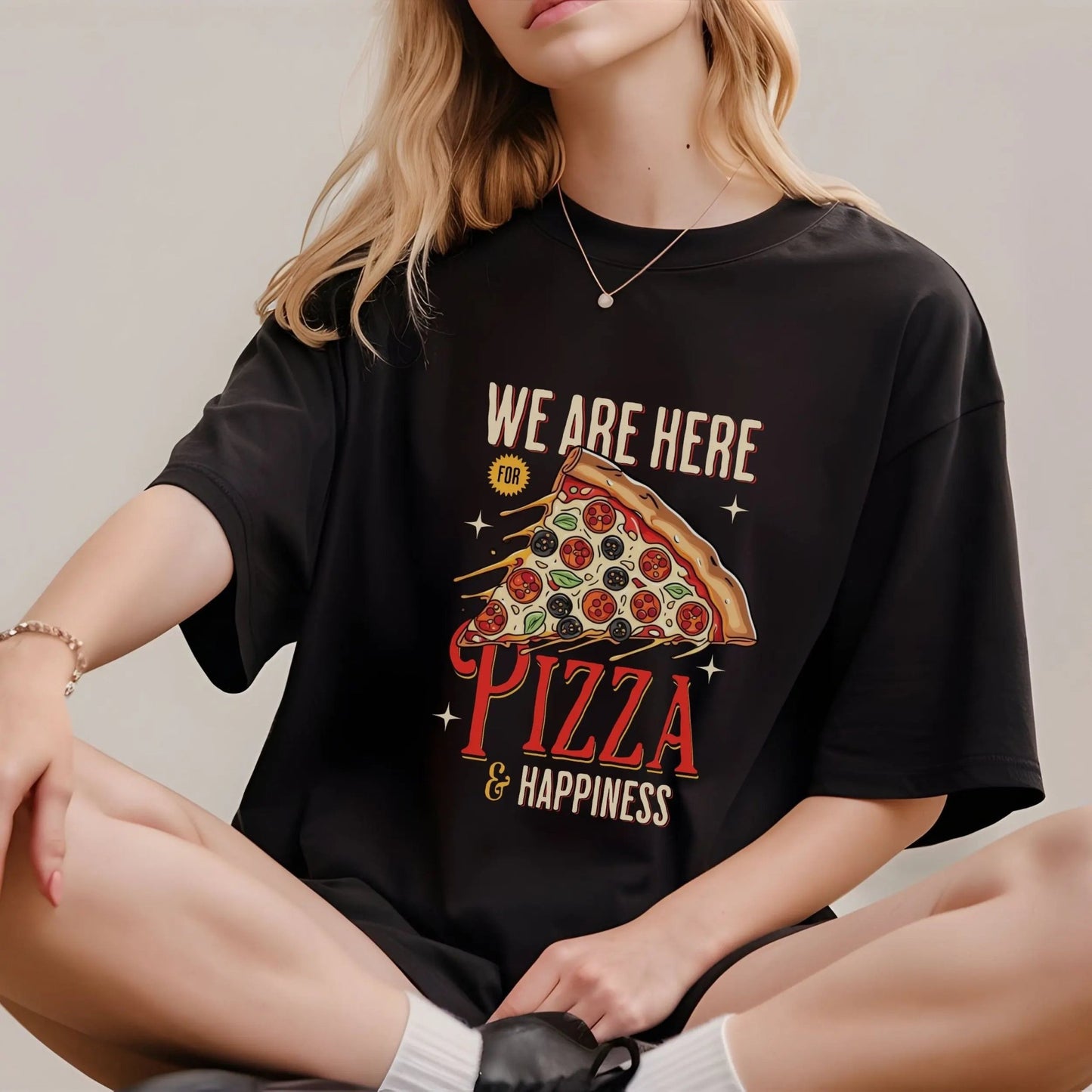 Pizza lover shirt with retro graphic, perfect for foodie fashion and cozy vibes.