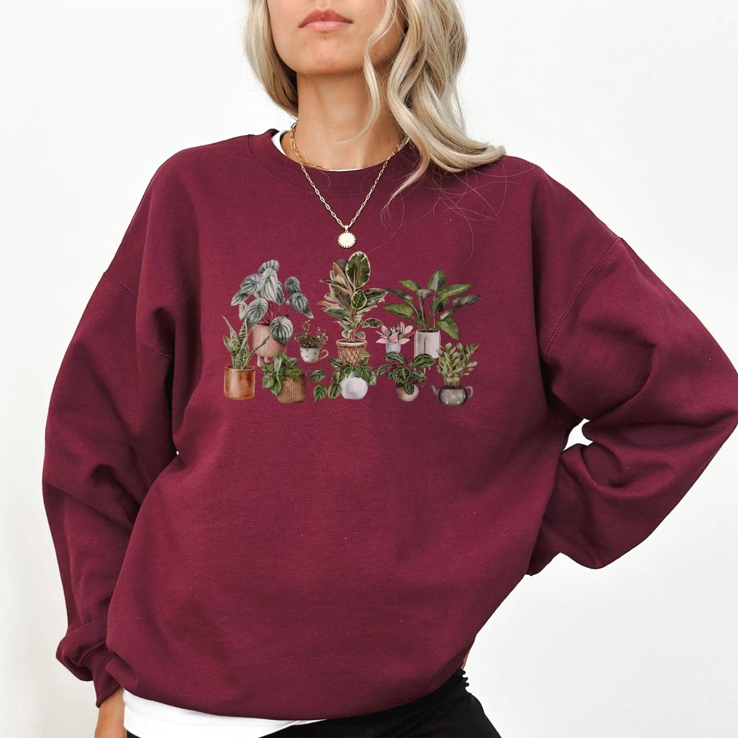 "Plant Lover" sweatshirt, cozy and stylish, houseplant gift, 10 colors, botanical design.