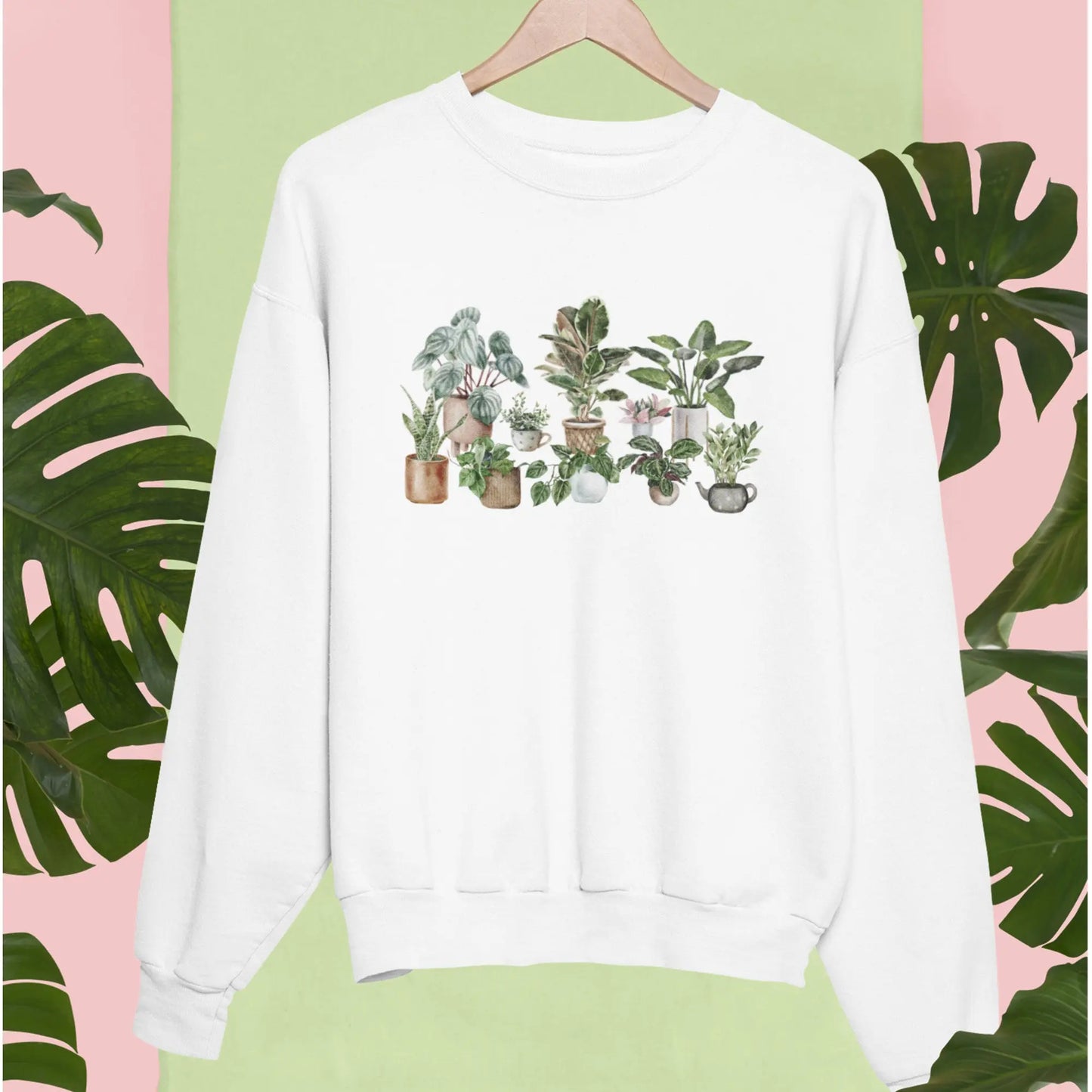 "Plant Lover" sweatshirt, cozy and stylish, houseplant gift, 10 colors, botanical design.