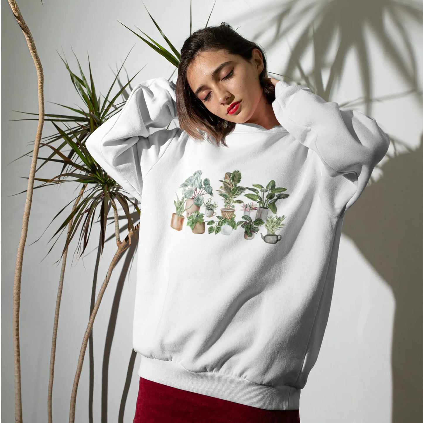 "Plant Lover" sweatshirt, cozy and stylish, houseplant gift, 10 colors, botanical design.