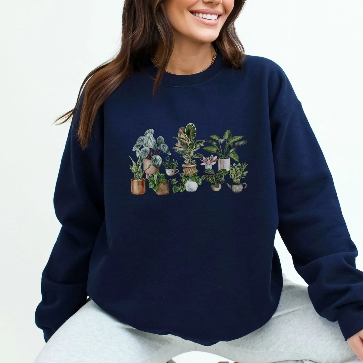 "Plant Lover" sweatshirt, cozy and stylish, houseplant gift, 10 colors, botanical design.