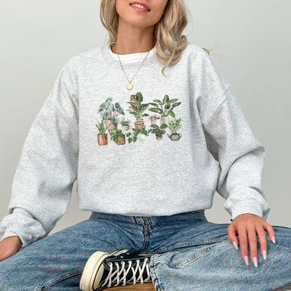 "Plant Lover" sweatshirt, cozy and stylish, houseplant gift, 10 colors, botanical design.