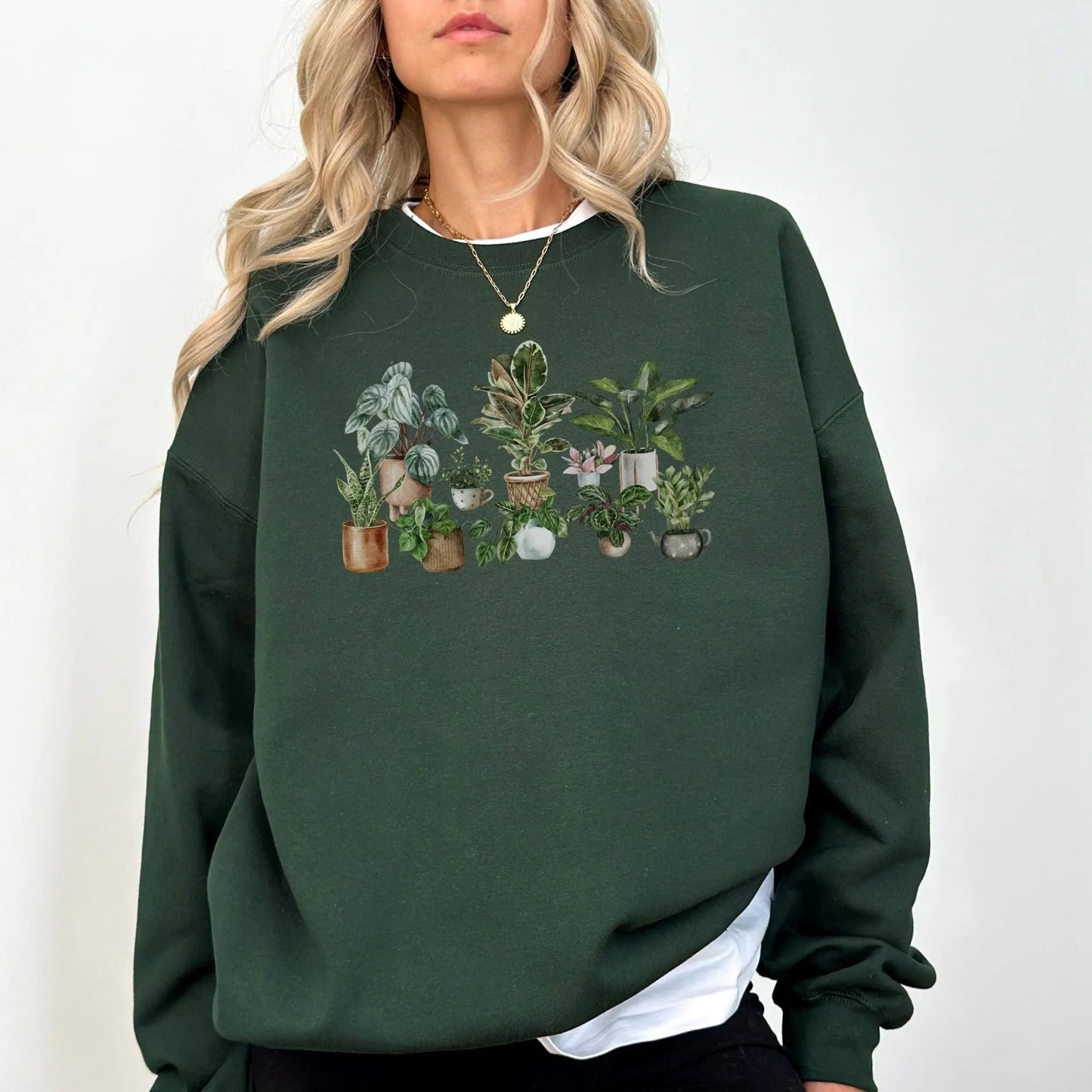 "Plant Lover" sweatshirt, cozy and stylish, houseplant gift, 10 colors, botanical design.