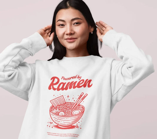 Ramen lover sweatshirt with retro graphic, perfect for cozy vibes and foodie fashion.