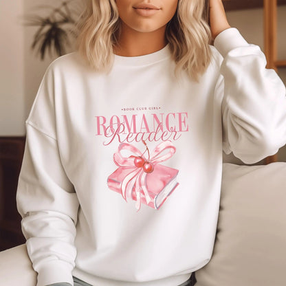 Romance Reader sweatshirt, 50% cotton, 50% polyester, coquette style, romance lovers, 4 colors.