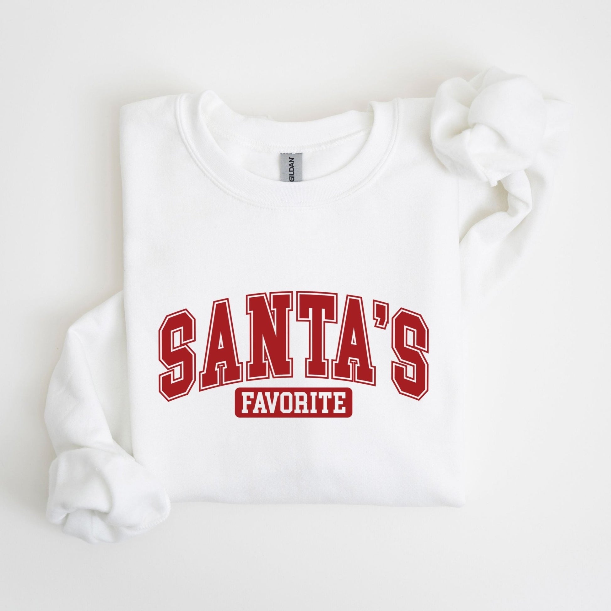 Santa's Favorite holiday sweatshirt with festive graphic design, perfect for Christmas and winter wardrobe.