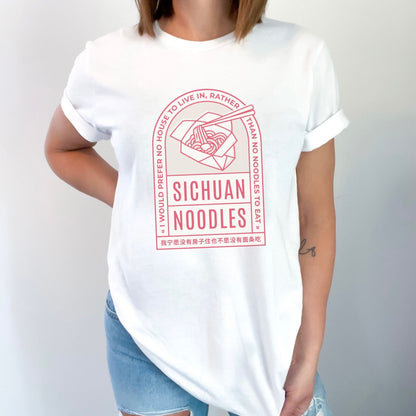 Sichuan noodles graphic tee for noodle lovers and Asian cuisine fans.