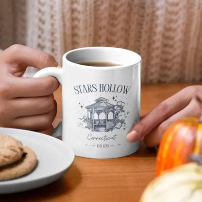 "Stars Hollow" ceramic mug, Gilmore Girls merch, cozy town aesthetic, 11 oz and 15 oz sizes.