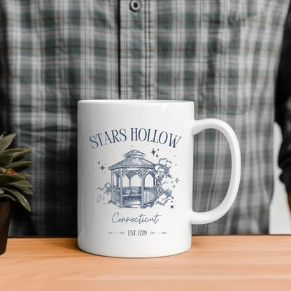 "Stars Hollow" ceramic mug, Gilmore Girls merch, cozy town aesthetic, 11 oz and 15 oz sizes.