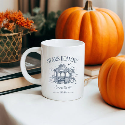 "Stars Hollow" ceramic mug, Gilmore Girls merch, cozy town aesthetic, 11 oz and 15 oz sizes.