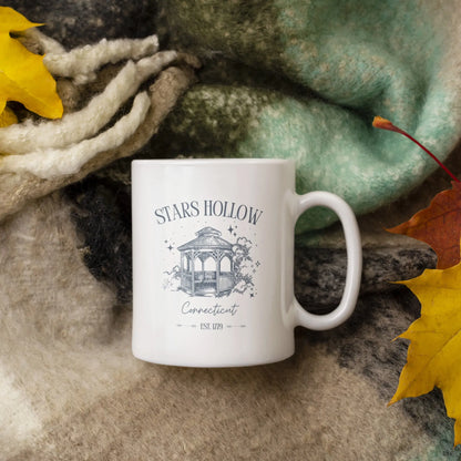 "Stars Hollow" ceramic mug, Gilmore Girls merch, cozy town aesthetic, 11 oz and 15 oz sizes.