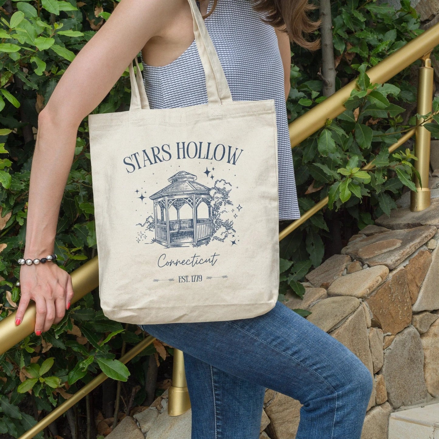 "Stars Hollow" tote bag, cotton canvas, 2 colors, cozy town aesthetic, Gilmore Girls merch.