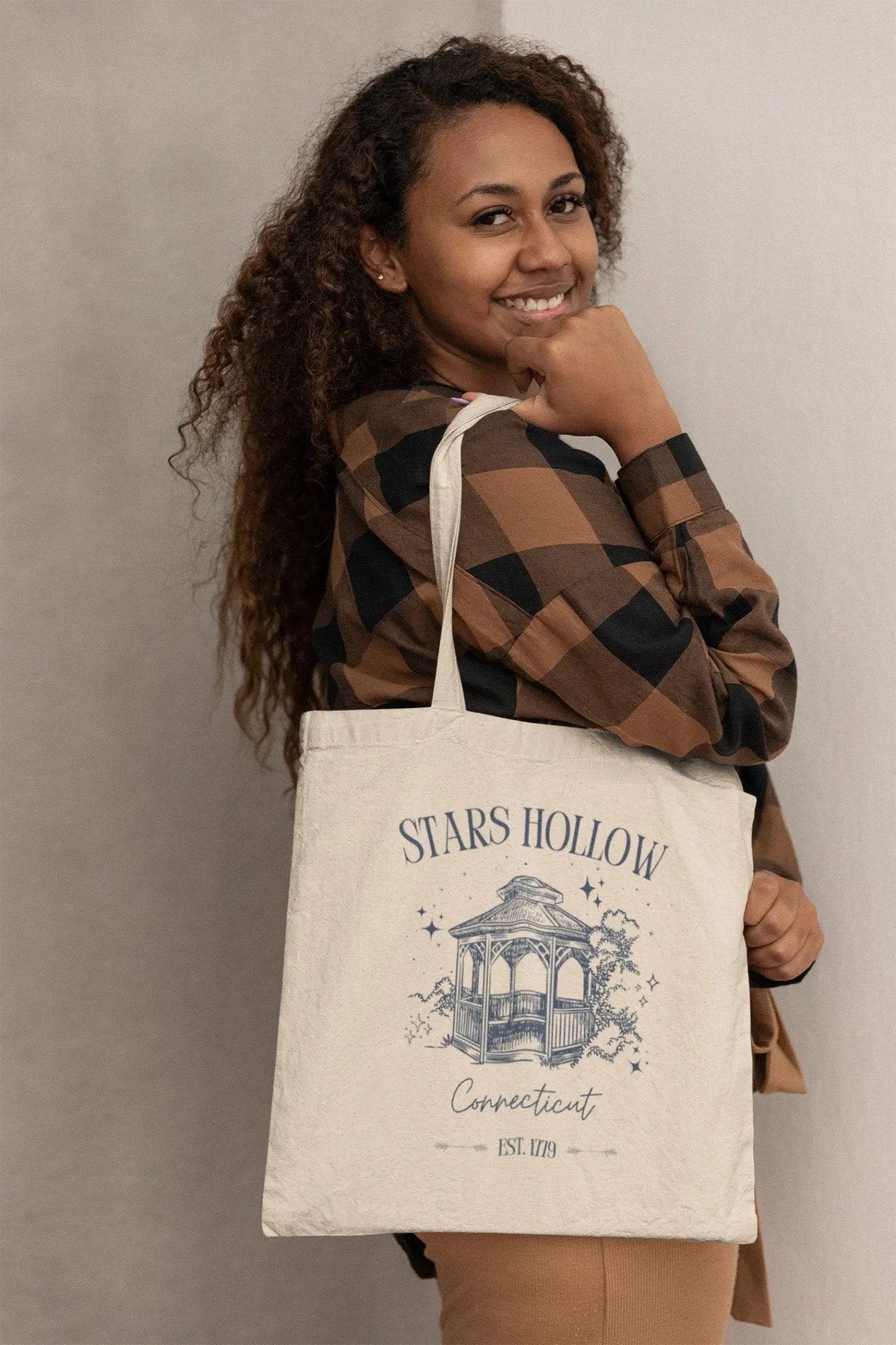 "Stars Hollow" tote bag, cotton canvas, 2 colors, cozy town aesthetic, Gilmore Girls merch.